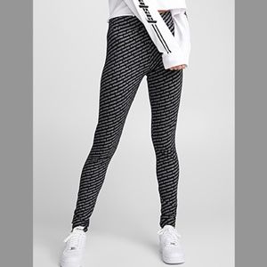 Retro high rise sporty motivational organic cotton leggings EUC